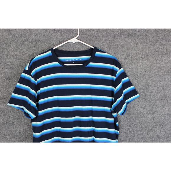 AEROPOSTAL T-Shirt Men's Large Blue Strips Short Sleeve - Picture 2 of 12